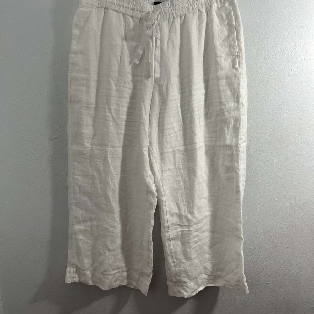 J.Crew Pants Womens XL Tall White Linen Wide Leg Minimalist Resort Trousers